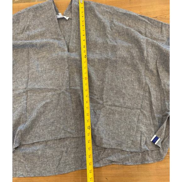 Oversized Linen Blend‎ Gray Poncho V Neck XS/S - Picture 8 of 8